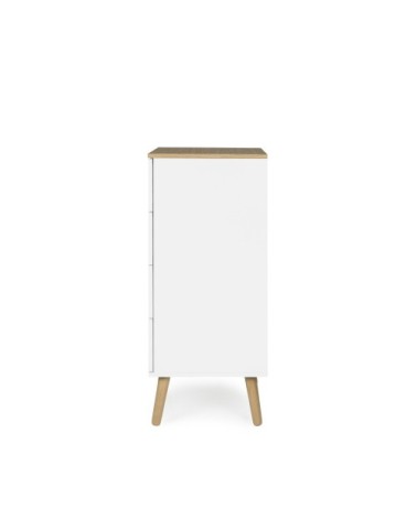 Petit meuble de rangement en bois 4 tiroirs H98cm blanc