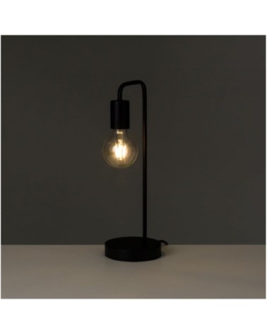 Lampe à poser courbée en bois et métal noir H41cm