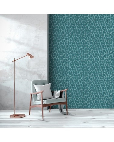 Papier peint bleu pétrole imprimé floral