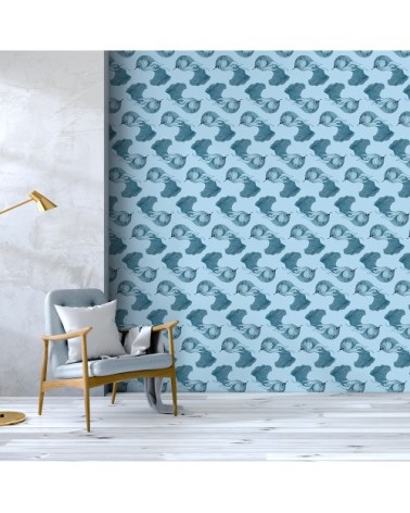 Papier peint bleu imprimé animal