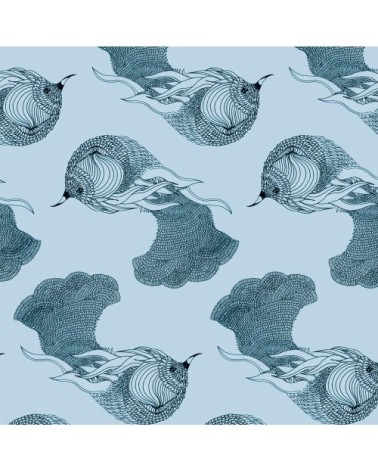 Papier peint bleu imprimé animal