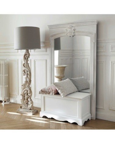 Miroir trumeau en bois de paulownia blanc 100x160