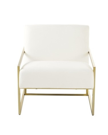 Fauteuil en coton blanc et pieds en métal doré