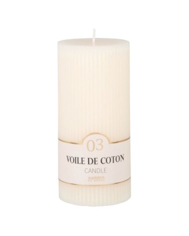 Bougie striée parfumée blanche H15, 500g