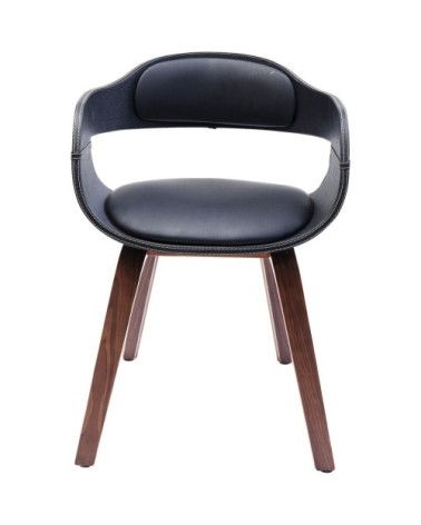 Chaise avec accoudoirs noire et peuplier laqué