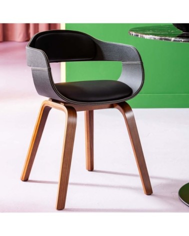 Chaise avec accoudoirs noire et peuplier laqué