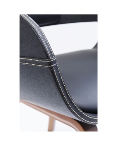 Chaise avec accoudoirs noire et peuplier laqué