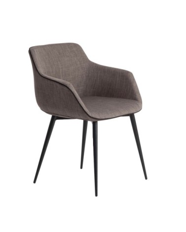 Fauteuil en tissu gris et acier noir
