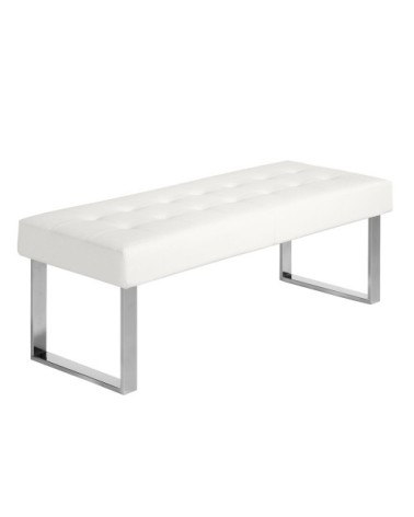 Banquette croûte de cuir et acier chromé