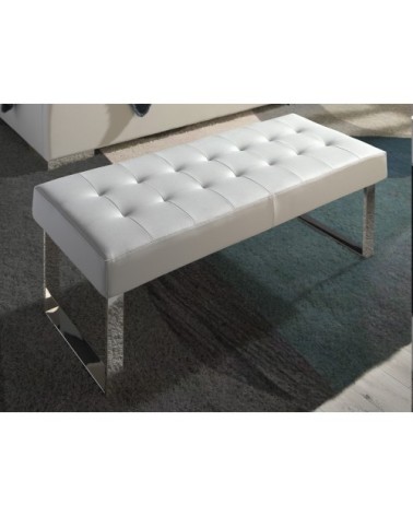 Banquette croûte de cuir et acier chromé