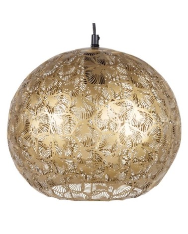 Suspension boule en métal doré à motifs