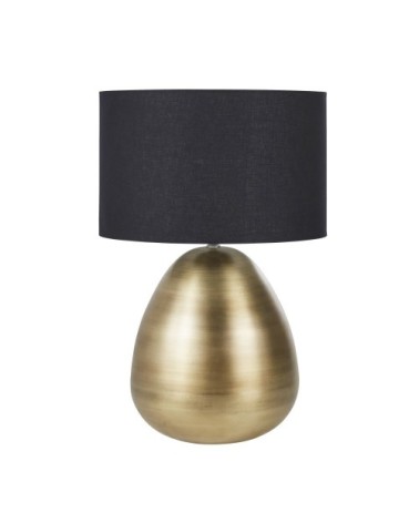 Lampe en métal doré et abat-jour en coton noir D51