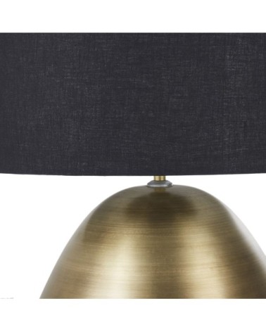 Lampe en métal doré et abat-jour en coton noir D51