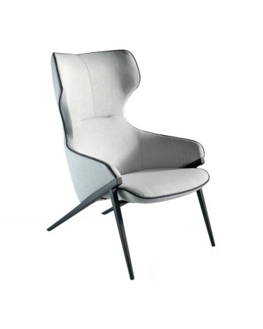 Fauteuil tissu gris et pieds acier noir