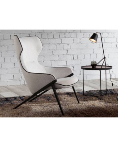 Fauteuil tissu gris et pieds acier noir