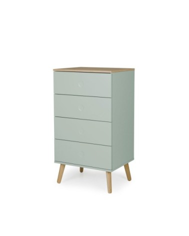 Petit meuble de rangement en bois 4 tiroirs H98cm vert d'eau