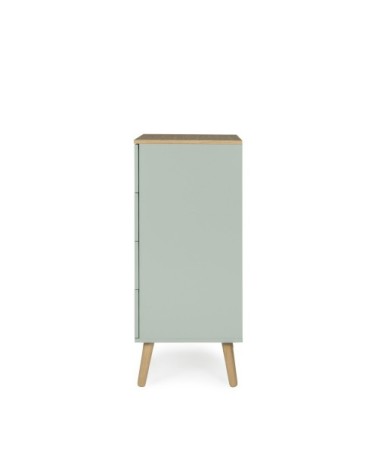 Petit meuble de rangement en bois 4 tiroirs H98cm vert d'eau