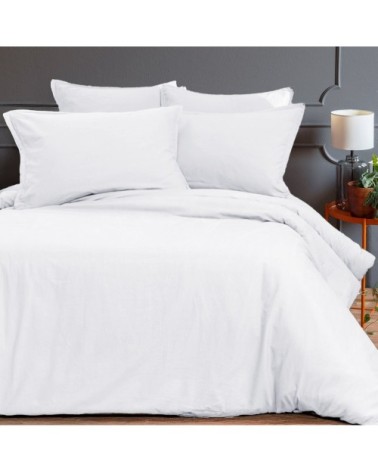 Housse de couette en coton lavé biologique blanc 200x200 cm