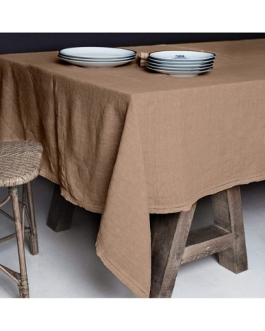 Nappe  Lin pur lavé Chameau foncé 250x250