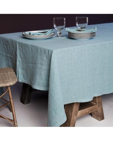 Nappe  Lin pur lavé  Vert d'eau 180x300