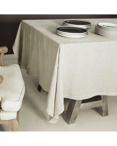 Nappe  Lin pur lavé Beige 160x250