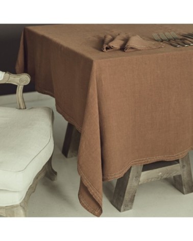 Nappe  Lin pur lavé Terre cuite 160x250