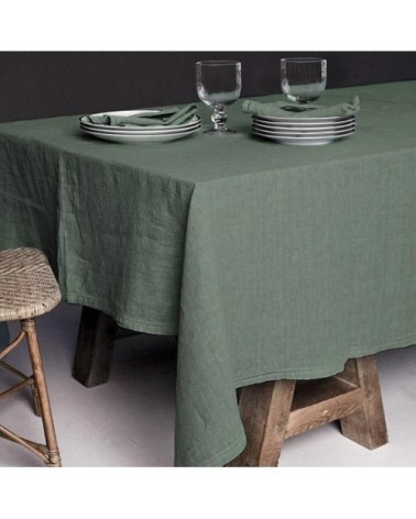 Nappe  Lin pur lavé Vert Acacia 250x250