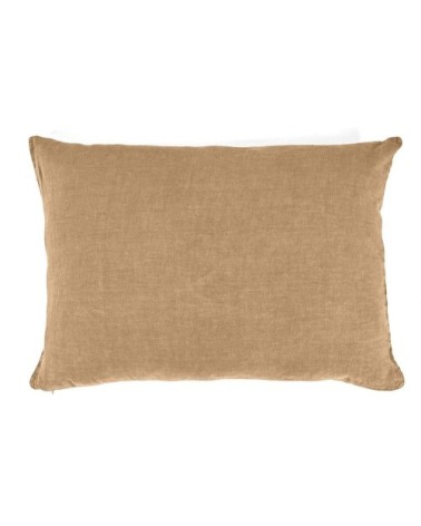 Taie d'oreiller en lin pur lavé  Chameau foncé 50x70