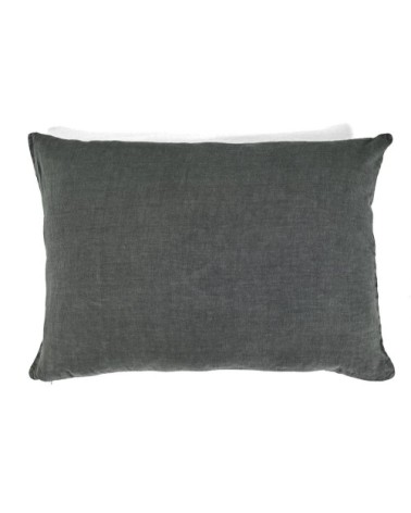 Taie d'oreiller en lin pur lavé Gris Plomb 45x95