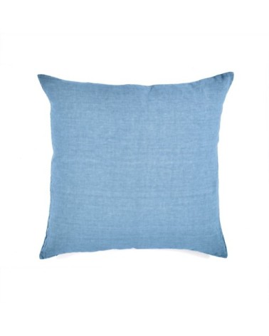 Taie d'oreiller en lin pur lavé Turquoise 65x65