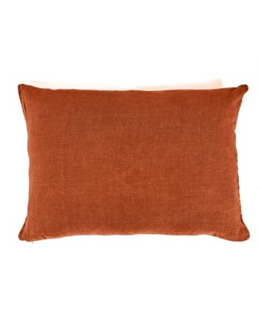 Taie d'oreiller en lin pur lavé Orange Foncé 45x95