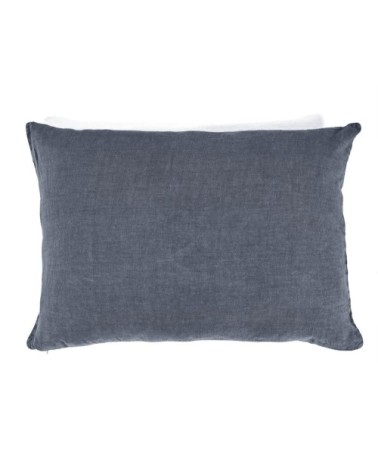 Taie d'oreiller en lin pur lavé Bleu nuit 45x95