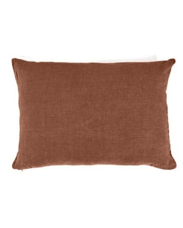 Taie d'oreiller en lin pur lavé Terre Cuite 50x70