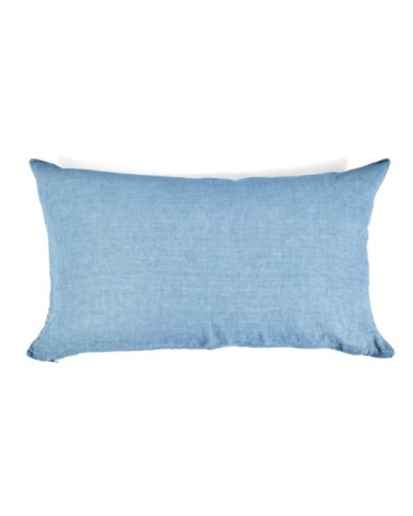 Taie d'oreiller en lin pur lavé Turquoise 45x95