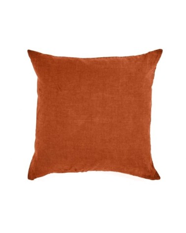 Taie d'oreiller en lin pur lavé Orange Foncé 65x65