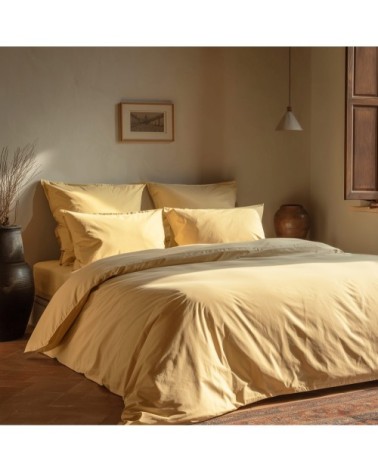 Housse de couette en coton lavé biologique miel 240x220 cm