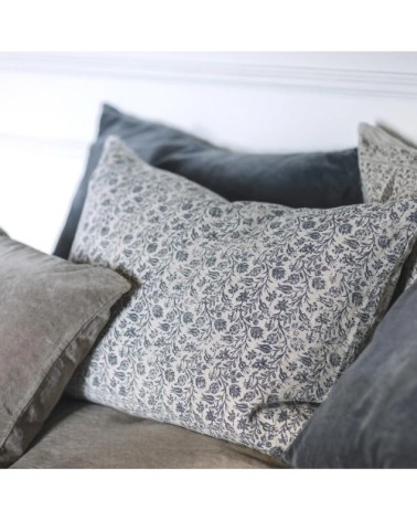 Coussin en lin pur lavé  Gece Bleu  50x70