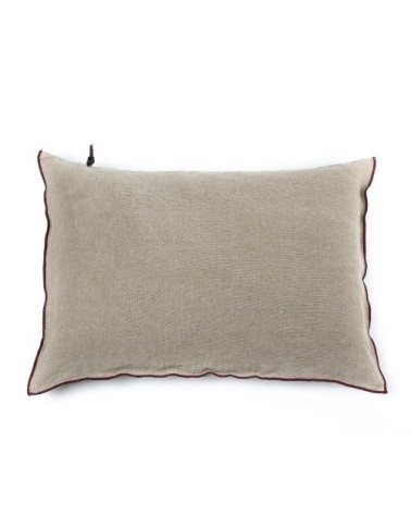 ORIENT EXPRESS Coussin en lin pur lavé Begur Beige Bordeaux  40x60