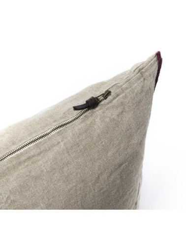 ORIENT EXPRESS Coussin en lin pur lavé Begur Beige Bordeaux  40x60