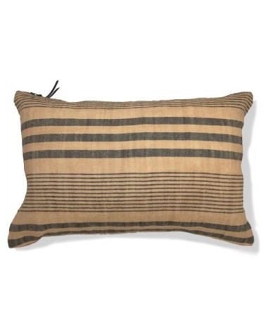 CALIFORNIA 1960  Coussin en lin pur lavé  Stripes chameau 30x50