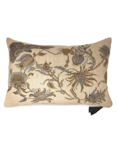 CALIFORNIA 1960  Coussin en lin pur lavé  Harris Chameau 50x70