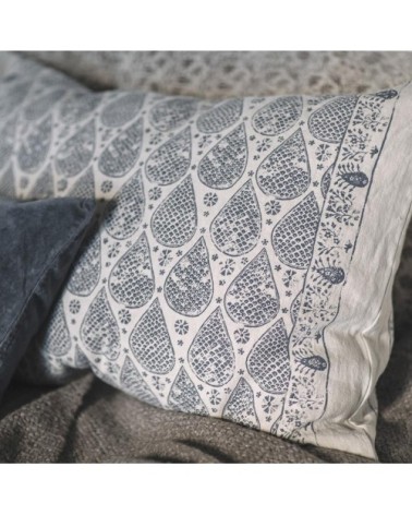 Coussin en lin pur lavé  Damla Bleu  50x70
