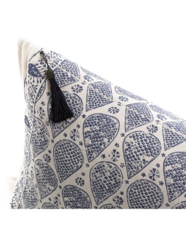 Coussin en lin pur lavé  Damla Bleu  50x70