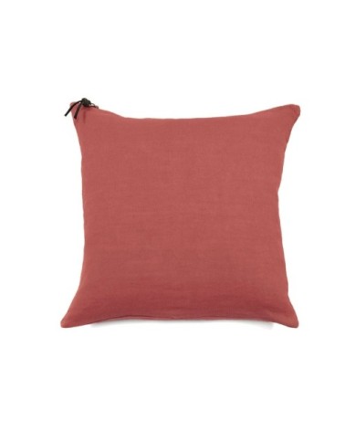 Coussin Lin pur lavé Rose foncé  45x45