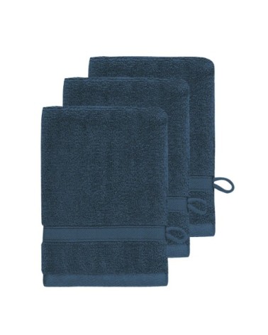 Lot de 3 gants de toilette 600 g/m² indigo 16x22 cm