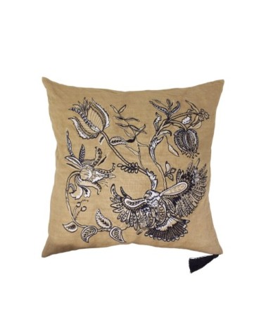 Coussin en lin pur lavé  Harris ocre  45x45