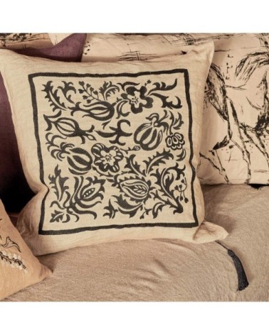 Coussin en lin pur lavé  Harris ocre  45x45