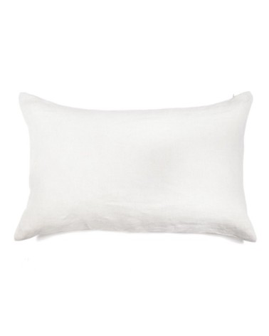 Coussin en lin pur lavé Elizabeth blanc noir 50x70