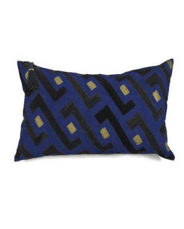 Coussin en lin pur lavé Mali bleu 40x60