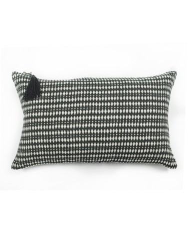 AFRIQUE - Coussin en lin pur lavé Kalaharinoir blanc 30x50